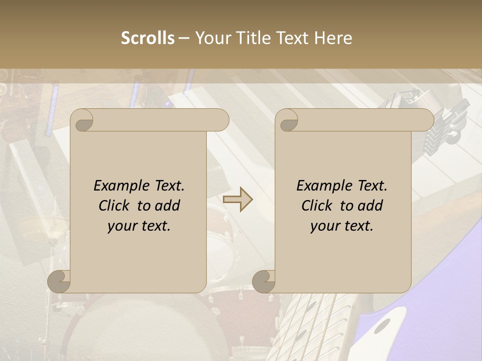 A Musical Instrument On A Stage With A Piano In The Background PowerPoint Template
