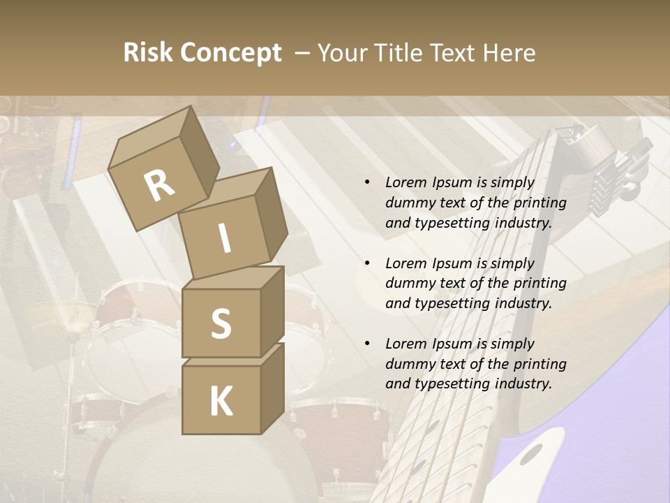 A Musical Instrument On A Stage With A Piano In The Background PowerPoint Template