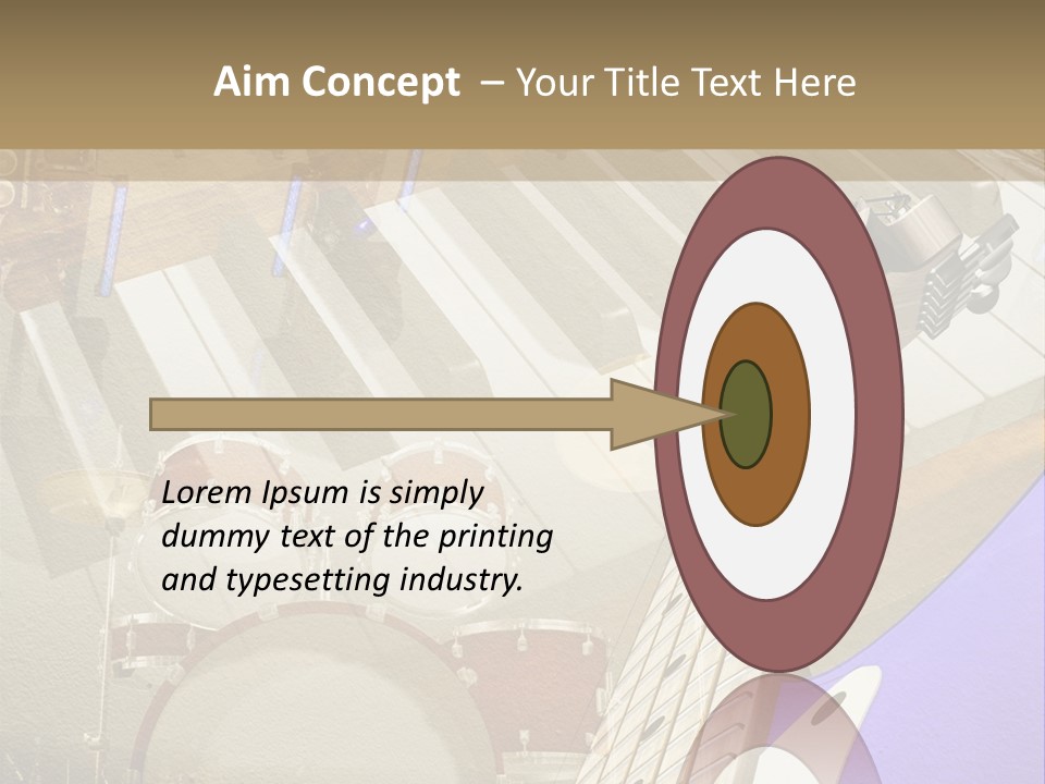 A Musical Instrument On A Stage With A Piano In The Background PowerPoint Template