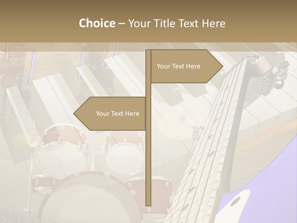 A Musical Instrument On A Stage With A Piano In The Background PowerPoint Template