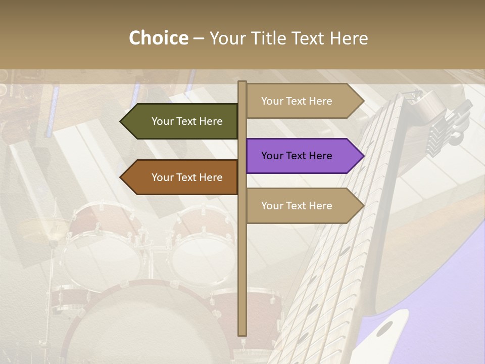A Musical Instrument On A Stage With A Piano In The Background PowerPoint Template