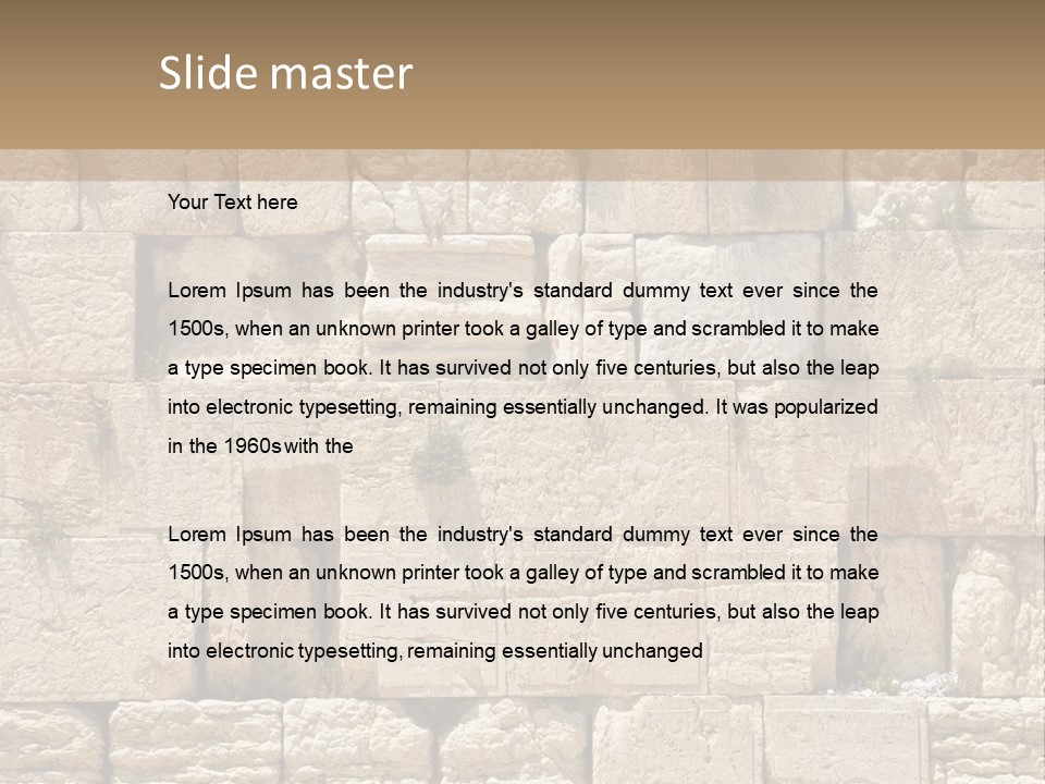 A Wall Of Stone Blocks With Plants Growing Out Of It PowerPoint Template