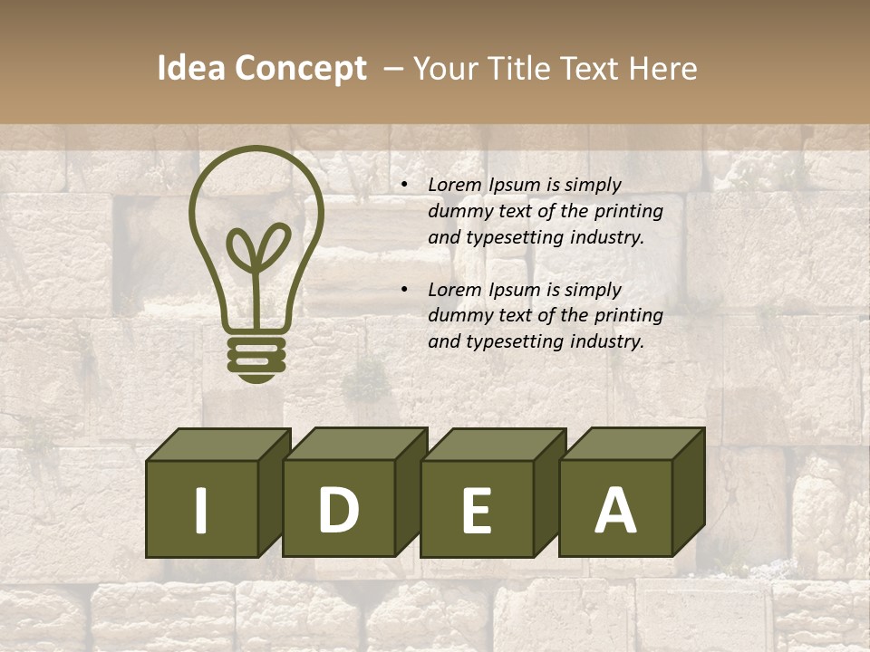 A Wall Of Stone Blocks With Plants Growing Out Of It PowerPoint Template