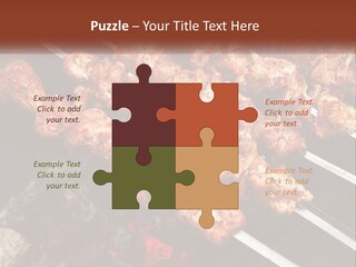 A Bunch Of Meat On A Grill With Tongs PowerPoint Template