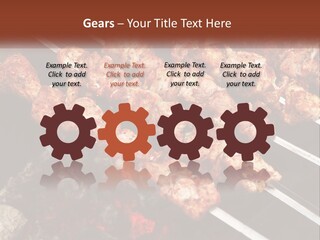 A Bunch Of Meat On A Grill With Tongs PowerPoint Template