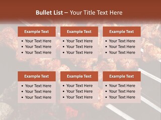 A Bunch Of Meat On A Grill With Tongs PowerPoint Template