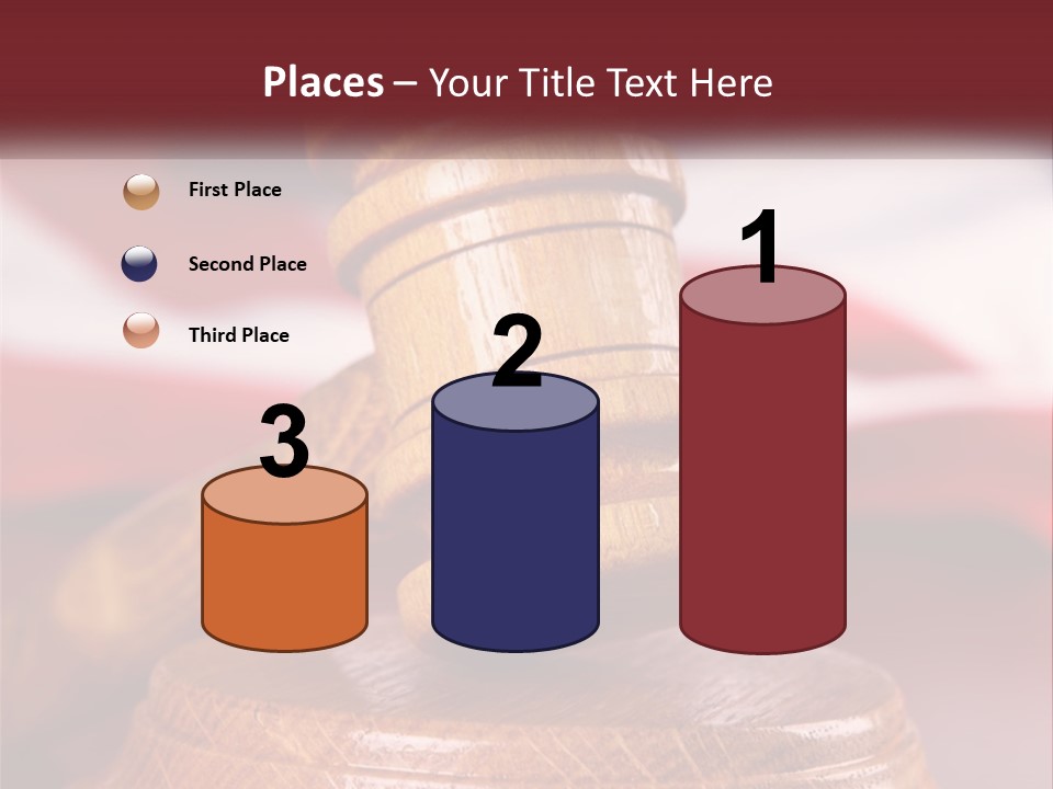 A Wooden Judge's Hammer On Top Of A Wooden Table PowerPoint Template