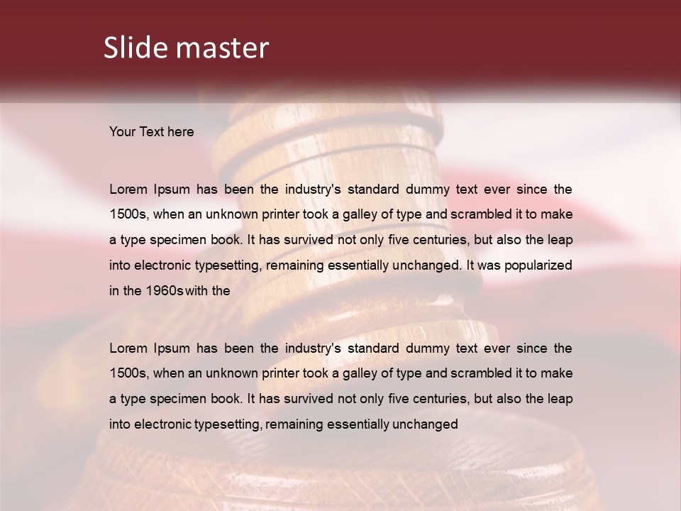 A Wooden Judge's Hammer On Top Of A Wooden Table PowerPoint Template