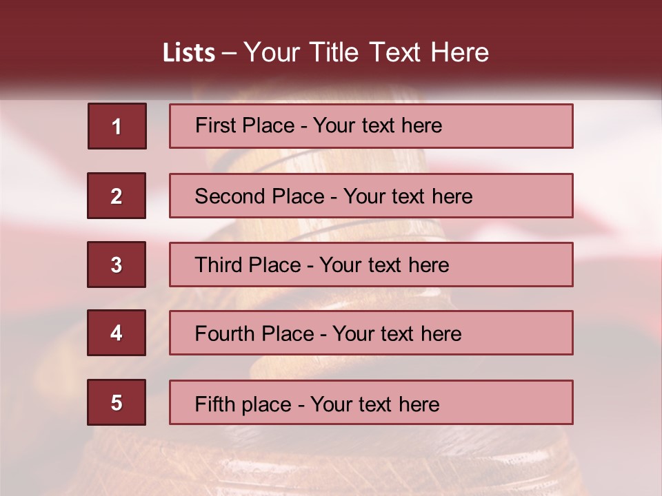 A Wooden Judge's Hammer On Top Of A Wooden Table PowerPoint Template