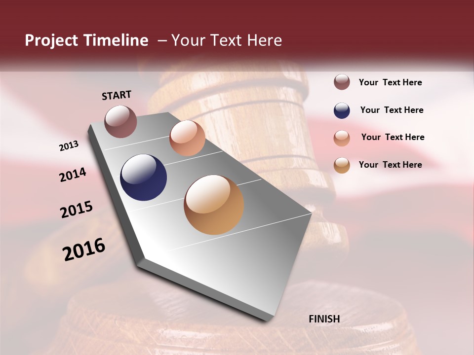 A Wooden Judge's Hammer On Top Of A Wooden Table PowerPoint Template