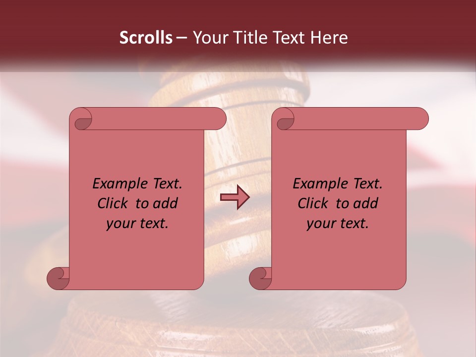 A Wooden Judge's Hammer On Top Of A Wooden Table PowerPoint Template