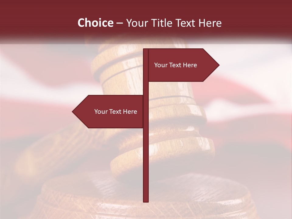 A Wooden Judge's Hammer On Top Of A Wooden Table PowerPoint Template