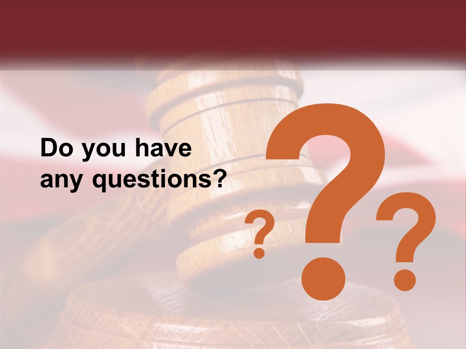 A Wooden Judge's Hammer On Top Of A Wooden Table PowerPoint Template