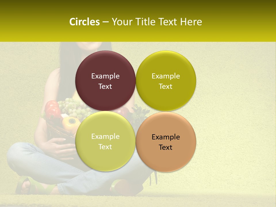 A Woman Sitting On The Floor Holding A Basket Of Fruit PowerPoint Template