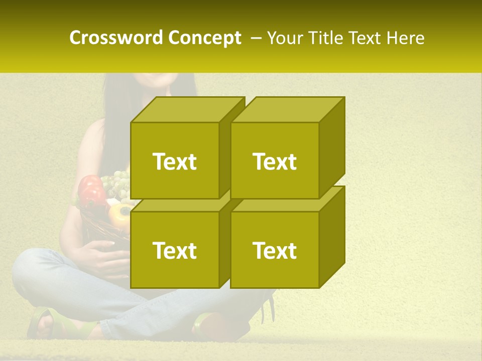 A Woman Sitting On The Floor Holding A Basket Of Fruit PowerPoint Template