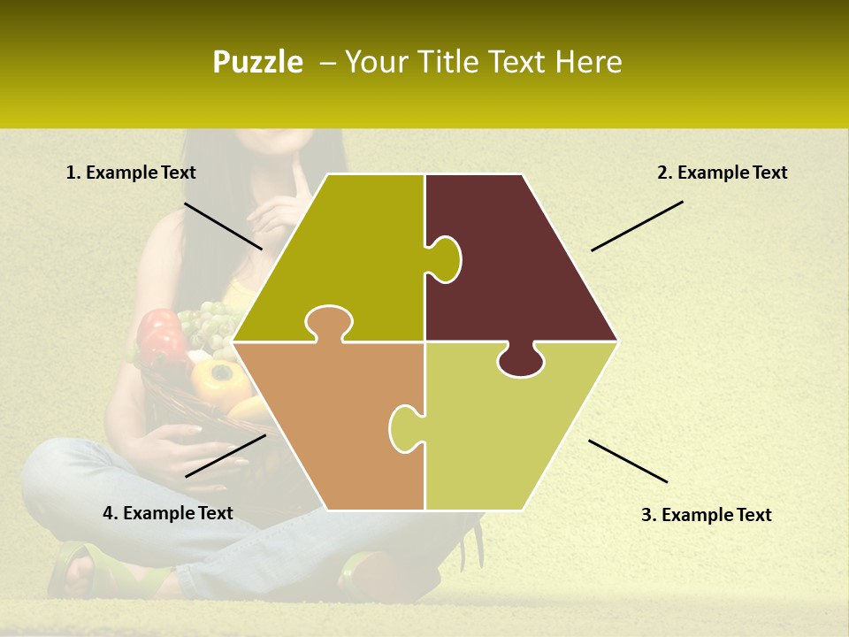 A Woman Sitting On The Floor Holding A Basket Of Fruit PowerPoint Template