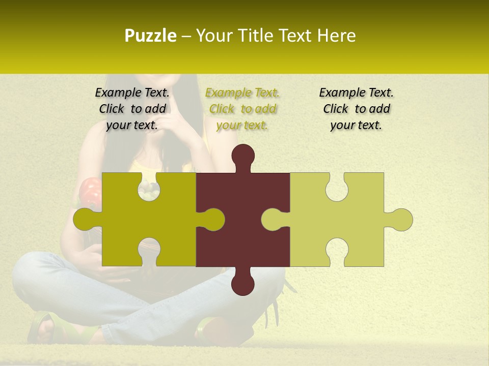 A Woman Sitting On The Floor Holding A Basket Of Fruit PowerPoint Template