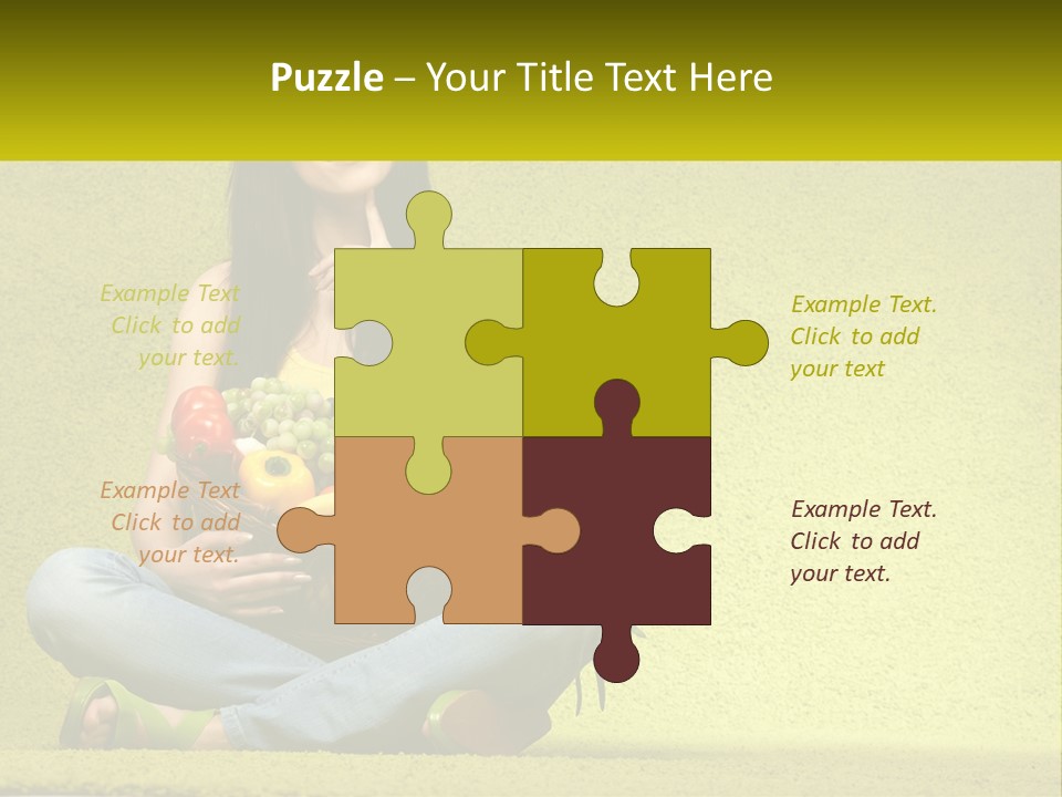 A Woman Sitting On The Floor Holding A Basket Of Fruit PowerPoint Template