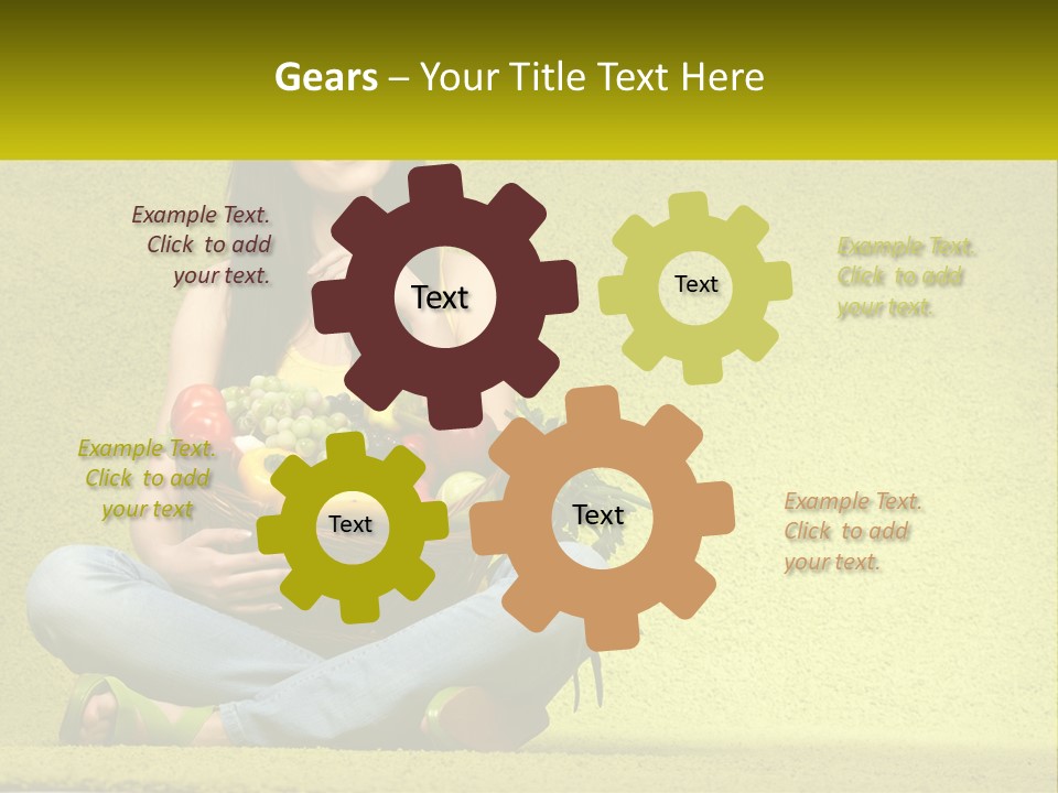 A Woman Sitting On The Floor Holding A Basket Of Fruit PowerPoint Template