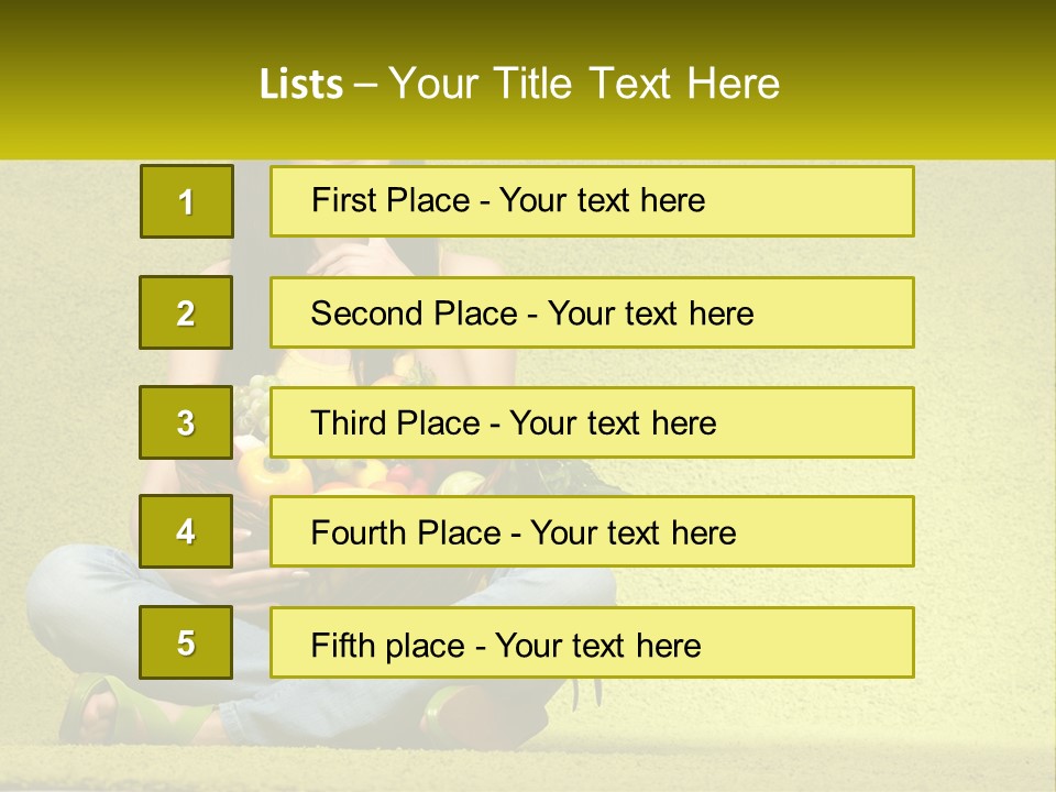 A Woman Sitting On The Floor Holding A Basket Of Fruit PowerPoint Template