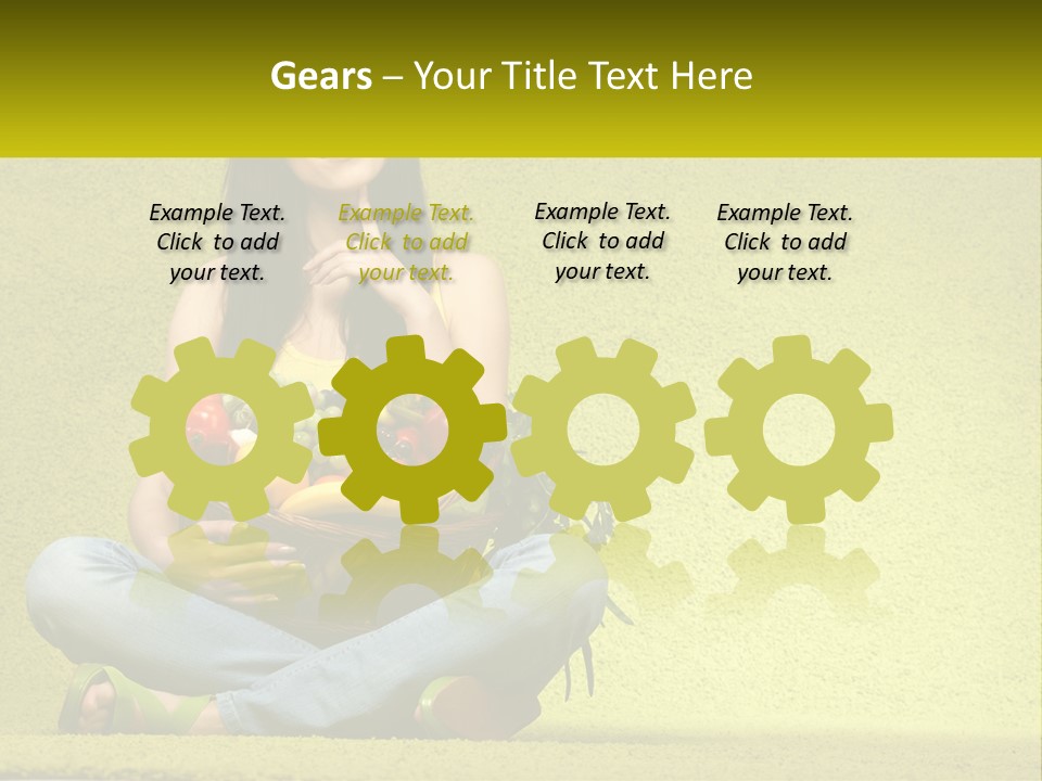 A Woman Sitting On The Floor Holding A Basket Of Fruit PowerPoint Template