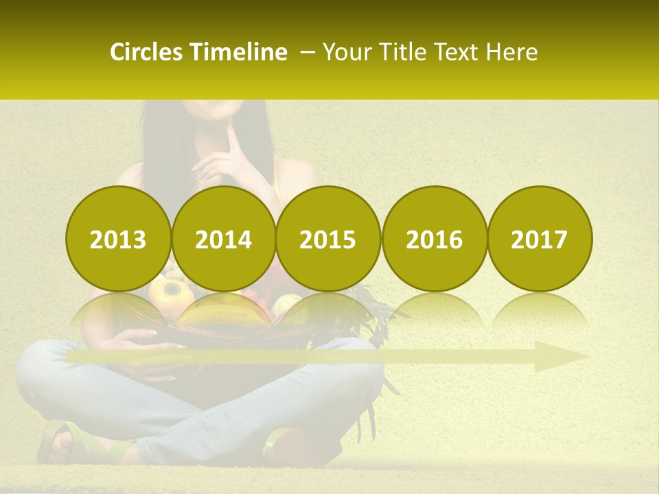 A Woman Sitting On The Floor Holding A Basket Of Fruit PowerPoint Template