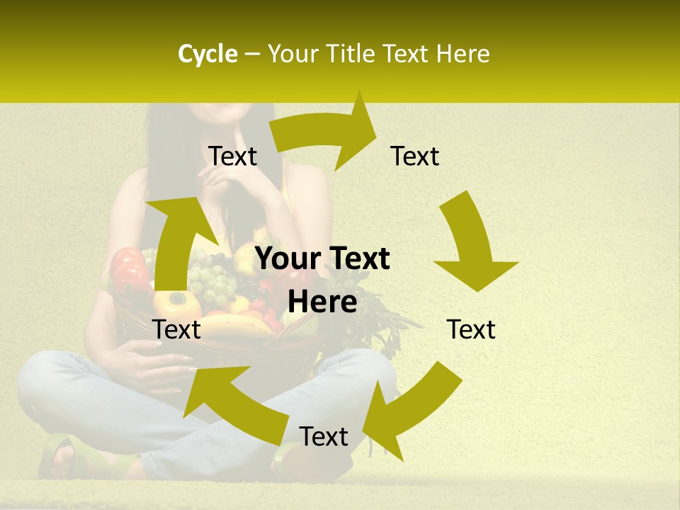 A Woman Sitting On The Floor Holding A Basket Of Fruit PowerPoint Template