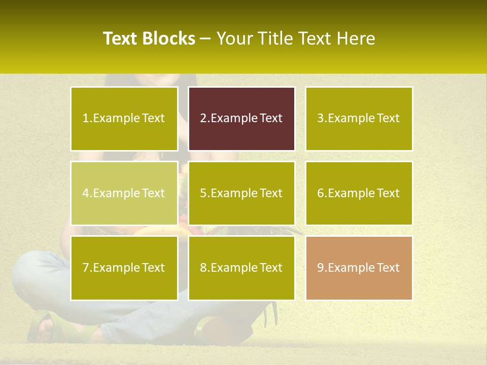 A Woman Sitting On The Floor Holding A Basket Of Fruit PowerPoint Template