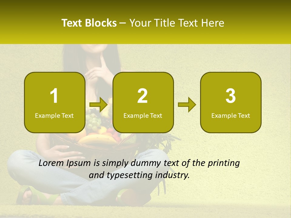 A Woman Sitting On The Floor Holding A Basket Of Fruit PowerPoint Template