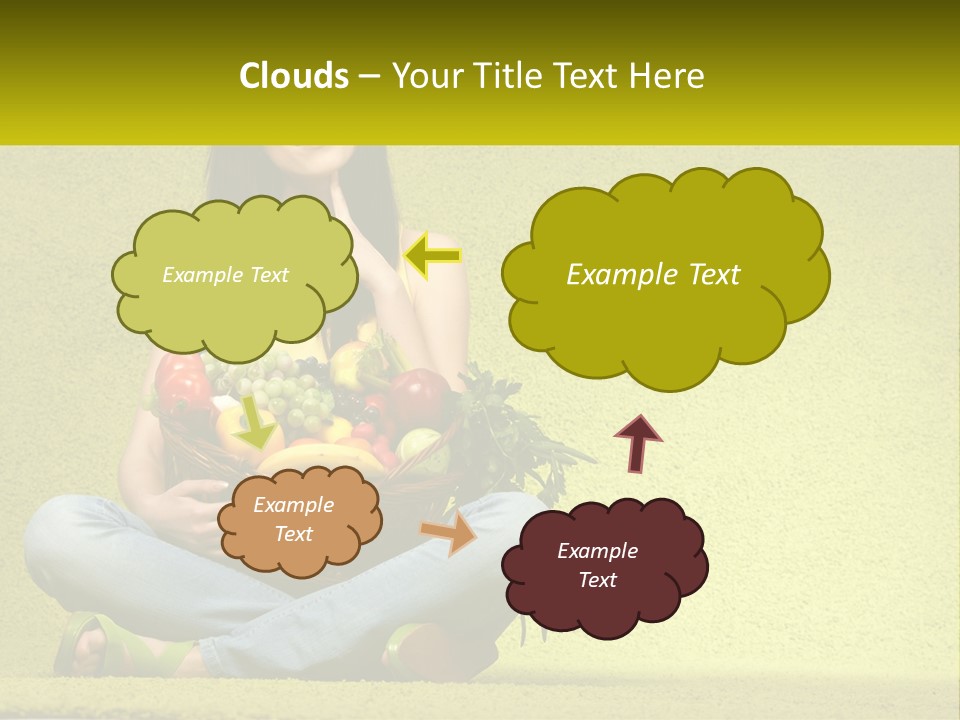 A Woman Sitting On The Floor Holding A Basket Of Fruit PowerPoint Template