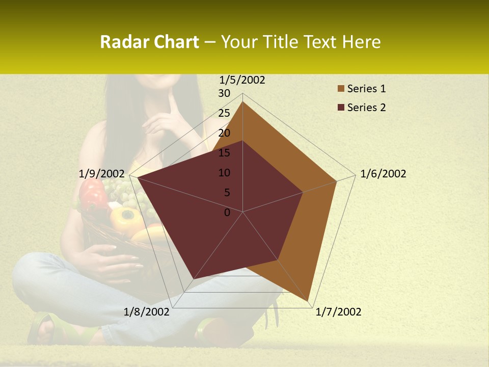 A Woman Sitting On The Floor Holding A Basket Of Fruit PowerPoint Template