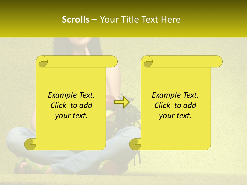 A Woman Sitting On The Floor Holding A Basket Of Fruit PowerPoint Template