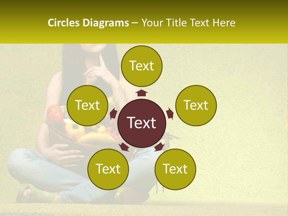 A Woman Sitting On The Floor Holding A Basket Of Fruit PowerPoint Template
