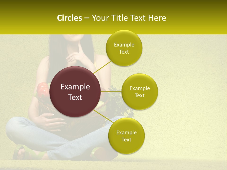 A Woman Sitting On The Floor Holding A Basket Of Fruit PowerPoint Template