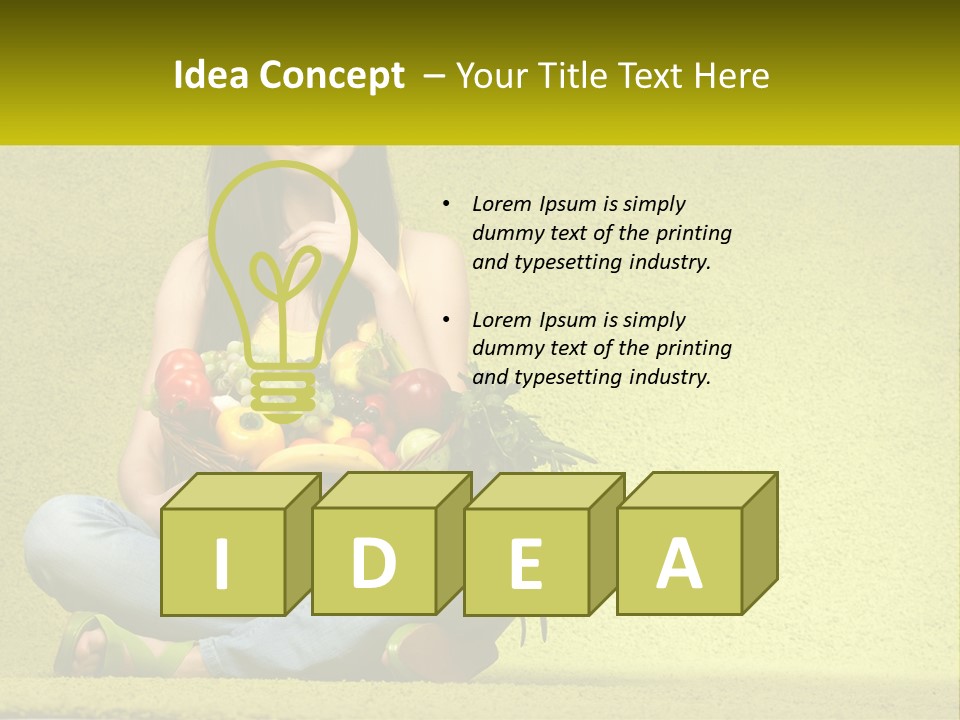 A Woman Sitting On The Floor Holding A Basket Of Fruit PowerPoint Template