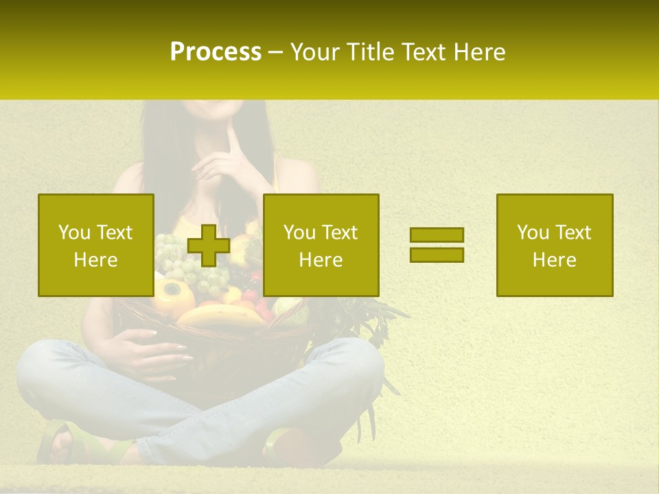 A Woman Sitting On The Floor Holding A Basket Of Fruit PowerPoint Template