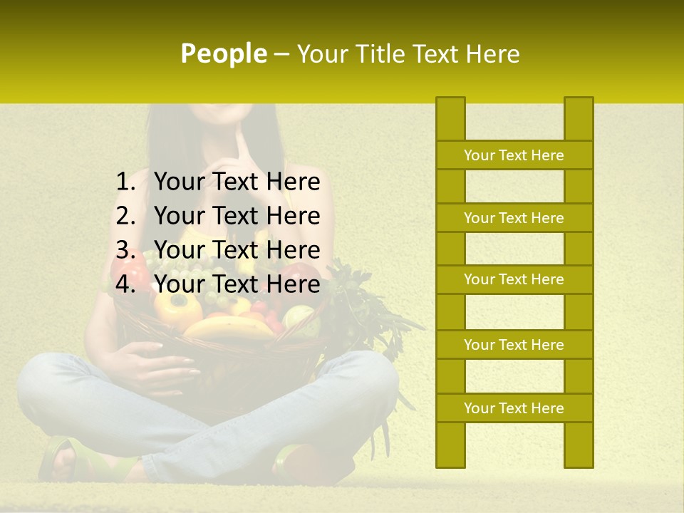 A Woman Sitting On The Floor Holding A Basket Of Fruit PowerPoint Template