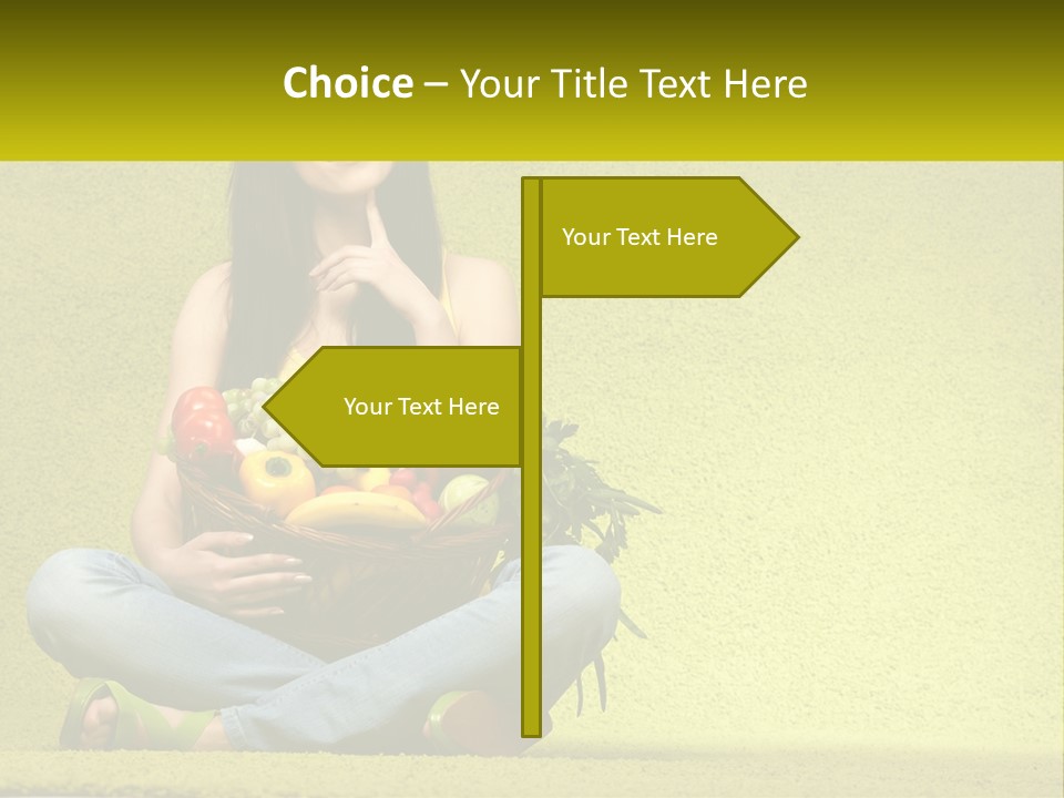A Woman Sitting On The Floor Holding A Basket Of Fruit PowerPoint Template