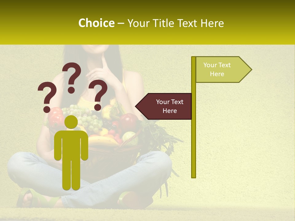 A Woman Sitting On The Floor Holding A Basket Of Fruit PowerPoint Template