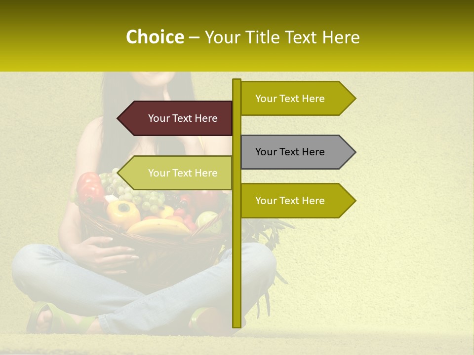 A Woman Sitting On The Floor Holding A Basket Of Fruit PowerPoint Template