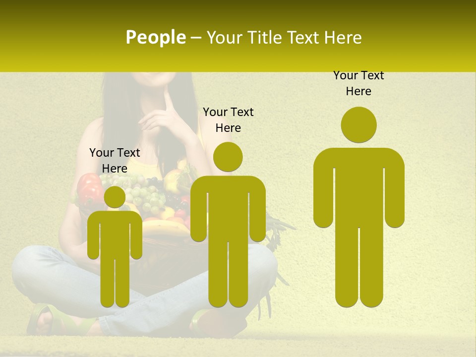 A Woman Sitting On The Floor Holding A Basket Of Fruit PowerPoint Template