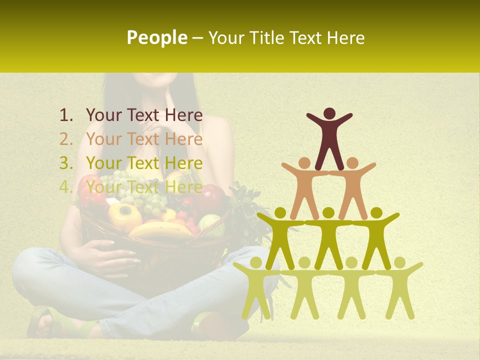 A Woman Sitting On The Floor Holding A Basket Of Fruit PowerPoint Template