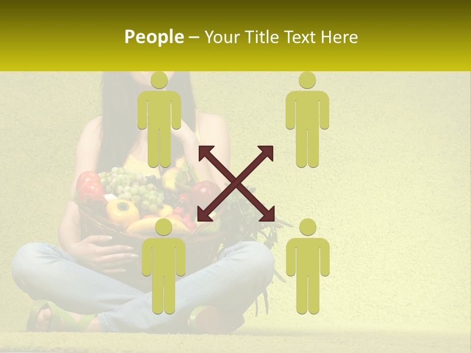 A Woman Sitting On The Floor Holding A Basket Of Fruit PowerPoint Template