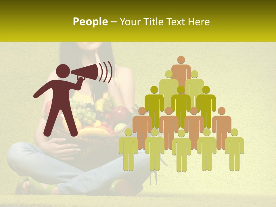 A Woman Sitting On The Floor Holding A Basket Of Fruit PowerPoint Template