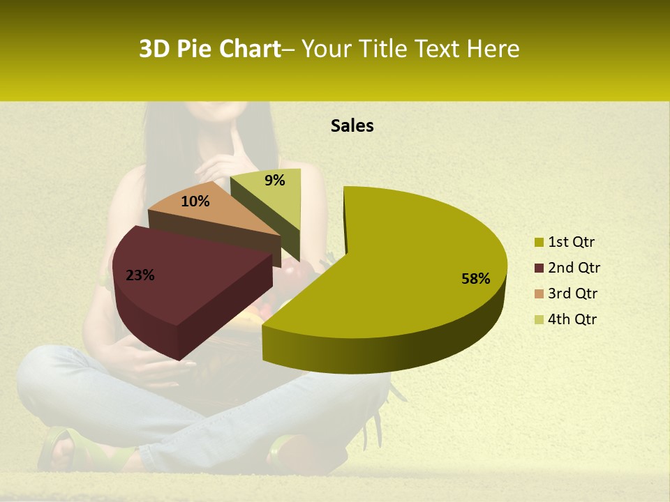 A Woman Sitting On The Floor Holding A Basket Of Fruit PowerPoint Template