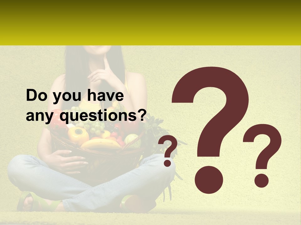 A Woman Sitting On The Floor Holding A Basket Of Fruit PowerPoint Template