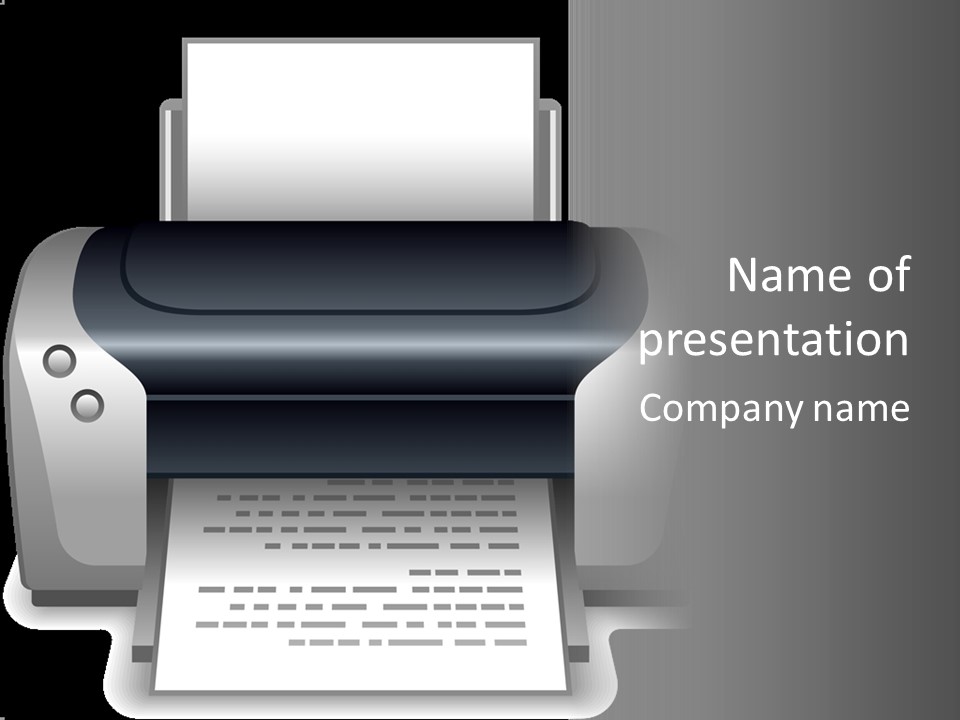 A Black And White Printer On A Gray Background PowerPoint Template