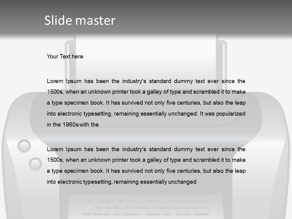 A Black And White Printer On A Gray Background PowerPoint Template