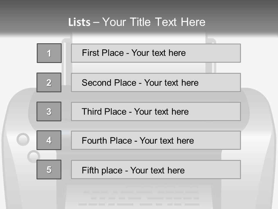 A Black And White Printer On A Gray Background PowerPoint Template