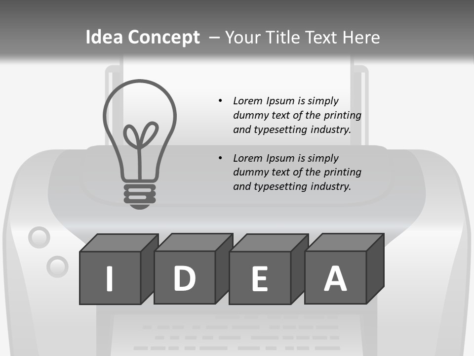 A Black And White Printer On A Gray Background PowerPoint Template